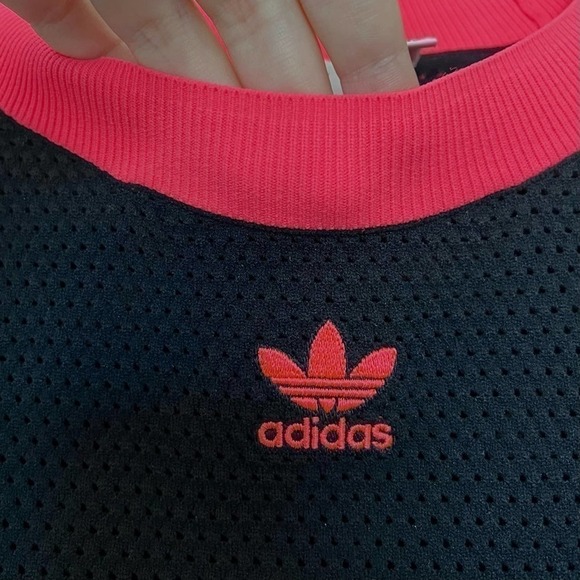 Adidas Originals Trefoil Logo Oversized Mesh Pink Black AA-42 Top Size Medium - Picture 6 of 8